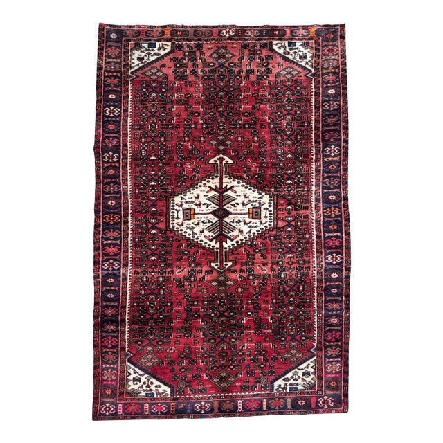 Antique Persian Hamedan Hand-Knotted Rug 5'5" X 9'11" For Sale