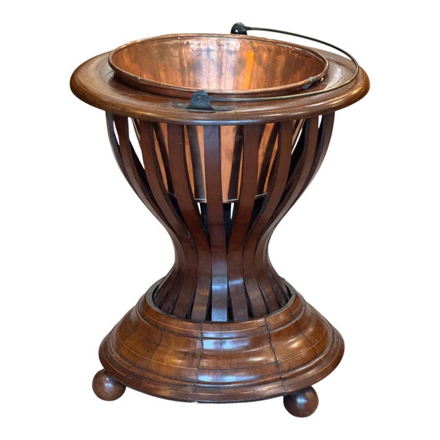Mid 19th Century Classical Form Mahogany, Brass and Copper Peat Bucket For Sale