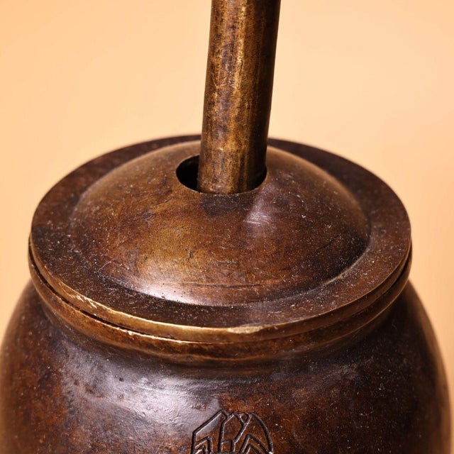 Late 19th Century Late 19th Century Bronze Mortar and Pestle With Figural Engraving, 2.4kg For Sale - Image 5 of 9