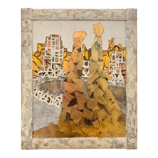 Andrea Stella "The Way of Love and Color" Gold Leaf Oil Mixed Media Painting, Figurative, Italian Contemporary Art, 2010 For Sale