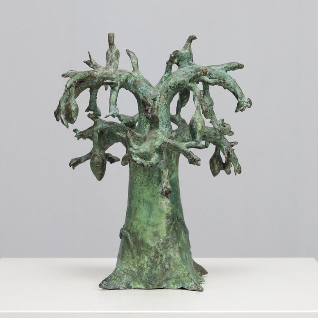 TM, Baobab Tree Sculpture with Birds, 1980s, Bronze For Sale - Image 3 of 10
