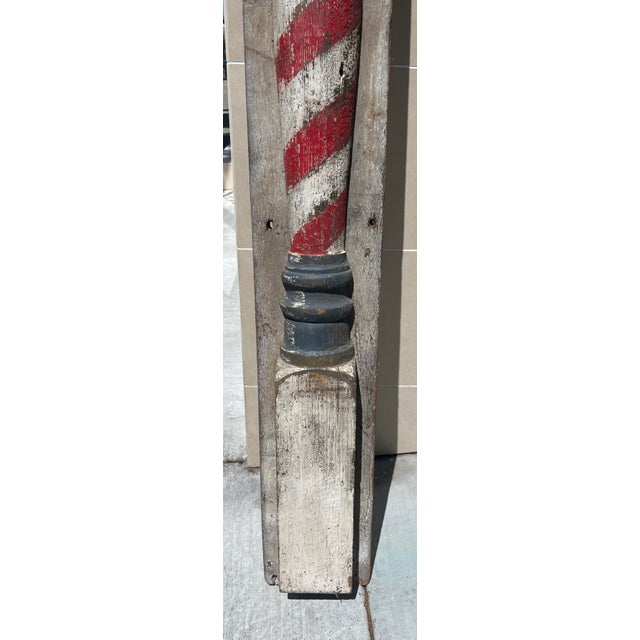 1940s Early American Folk Art Painted Wood Barber's Pole For Sale In San Francisco - Image 6 of 6