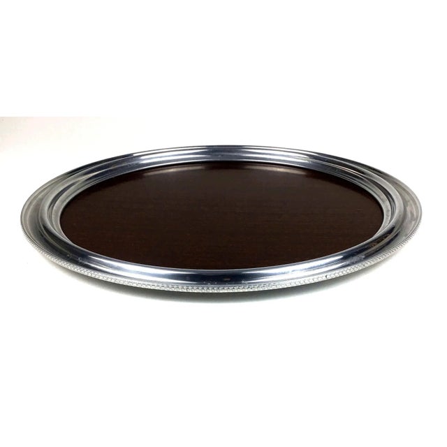 1950s Mid-Century Modern Faux Wood and Aluminum Serving Tray For Sale - Image 9 of 9