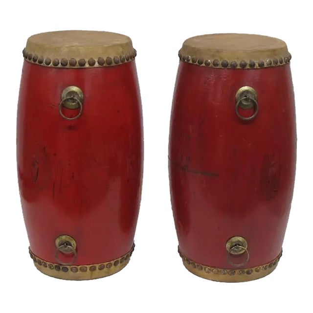 1950s Small Red Drums- a Pair For Sale