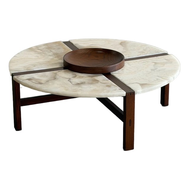1970s Onyx Coffee Table With Removable Bowl by Edmond Spence For Sale