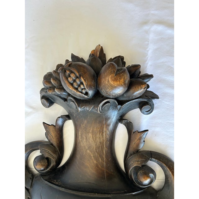 Pair of Monumental Neoclassical Carved Wood Urn Wall Plaques, 19th Century For Sale - Image 11 of 12