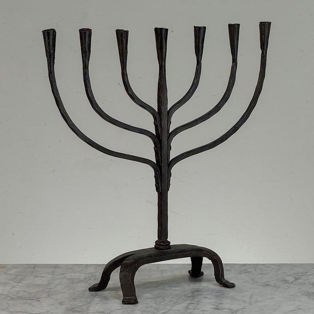 Mid 20th Century Mid-Century French Brutalist Hand-Forged Iron Seven-Light Candelabrum For Sale - Image 5 of 16