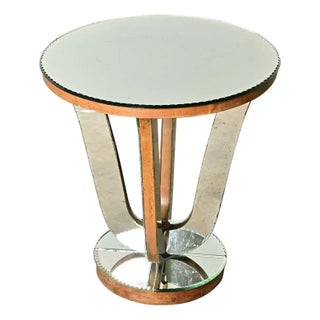 French Vintage Mirrored Gueridon Side Table For Sale