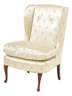 Floral Silk Upholstered Wingback Slipper Chair