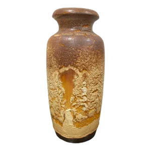 Mid-20th Century Large Flat Lava Vase by Scheurich Keramik, West Germany