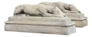 Sleeping Gatekeeper Dog Figurines in Stone, Set of 2