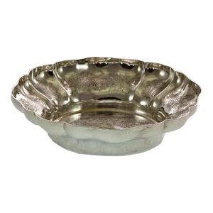 1970s Silverplate Round Shaped Sweet Dish, Embossed