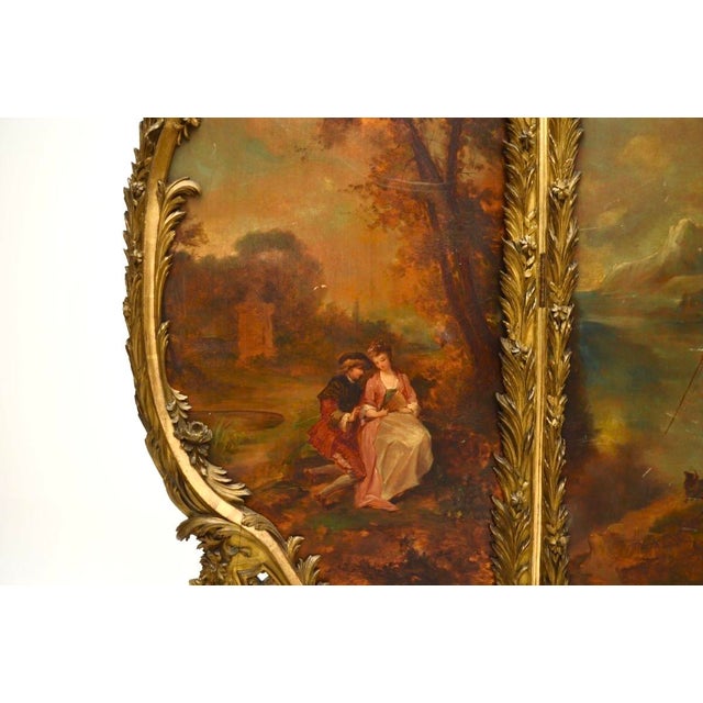 Antique French Painted Gilt Wood Screen, 1880s For Sale - Image 13 of 18