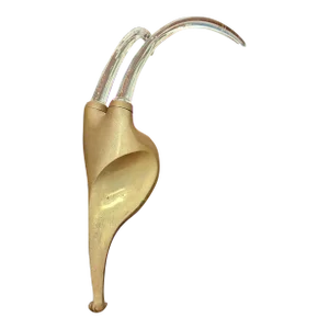 Brass Antelope Sculpture With Glass Antlers – Vintage Art Deco Elegance
