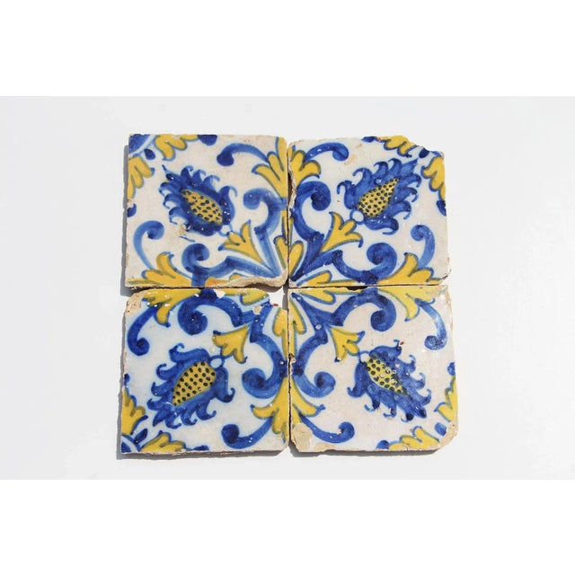 17th Century Cob of Corn Portuguese Baroque Earthenware Tiles - Set of 4 For Sale - Image 9 of 9