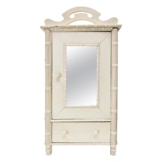 Small French Bamboo Wardrobe with Mirror, 1900 For Sale
