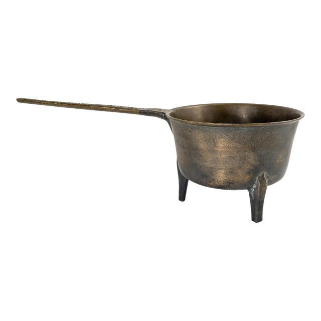 17th or 18th Century European Bronze Tripod Posnet Cook Pot With Handle For Sale