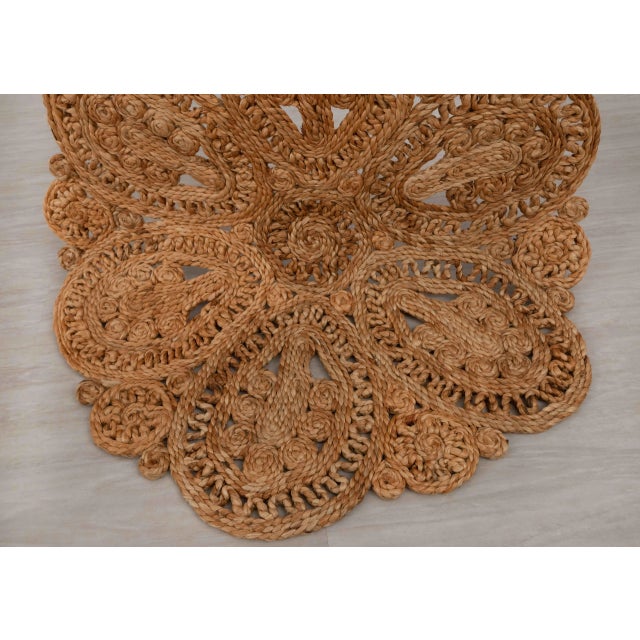 Textile Handwoven Natural Jute Round Rug -4 Foot For Sale - Image 7 of 8