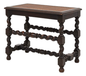 French Wooden Stool with Rattan Top, 1880s