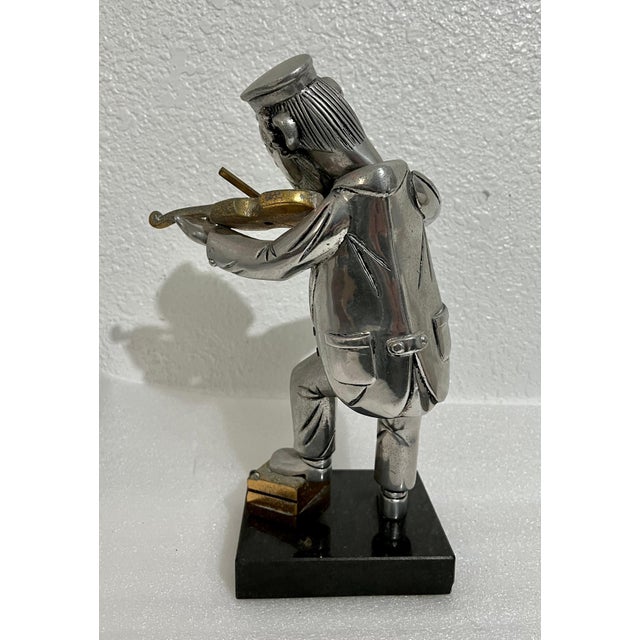 Silver Frank Meisler, Rare Vintage Israeli Judaica Rabbi Klezmer Violinist Sculpture Frank Meisler Art For Sale - Image 8 of 11