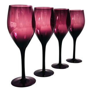 Vintage Purple Wine Glasses - Set of 4 For Sale