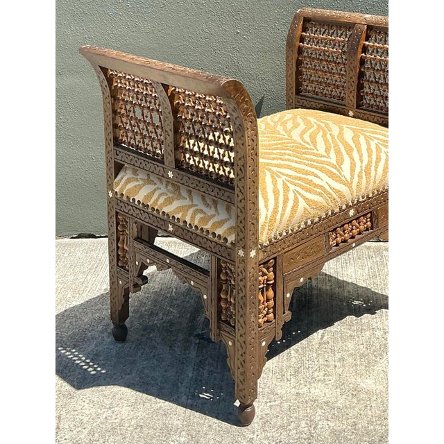 Vintage Moroccan Inlay Bench For Sale - Image 9 of 12