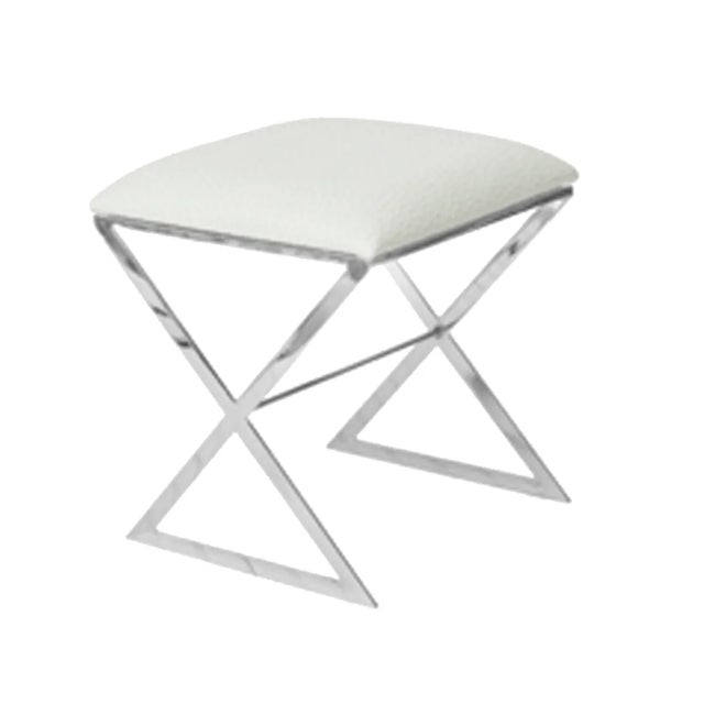 X marks the spot for style! The X Side stool, with its polished nickel frame and cushion in cream ostrich upholstery is a...