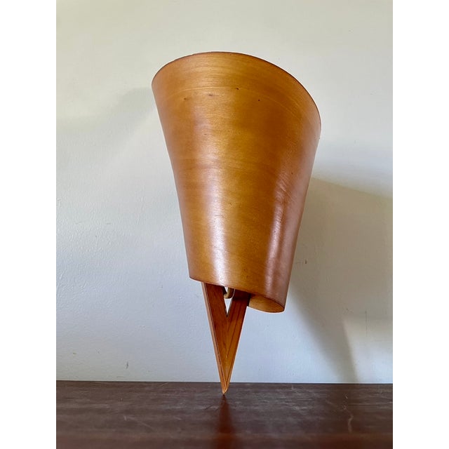 Wood Veneer Leaf Wall Sconce, 1980 For Sale - Image 8 of 11