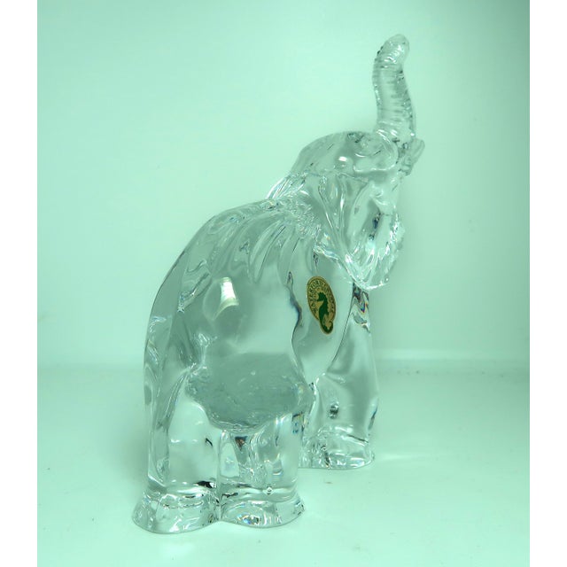 Transparent Waterford (Ireland) - Beautiful Solid Crystal Elephant With Trunk Up - 7 Inches Tall. For Sale - Image 8 of 9