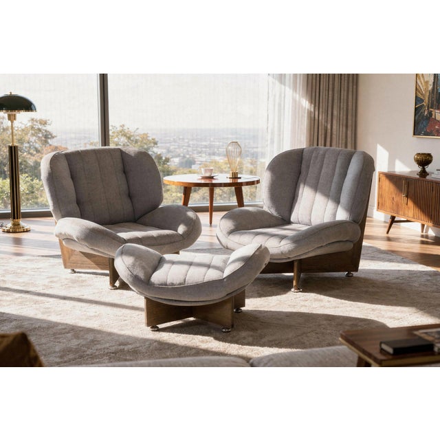 Mid-Century Seating Set in Oak, Czech, 1960s, Set of 3 For Sale - Image 14 of 15