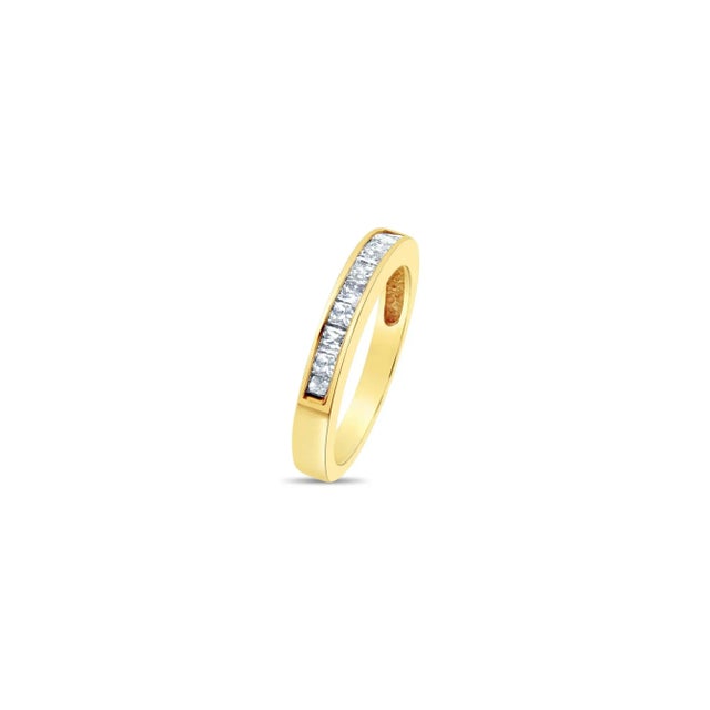 Contemporary Half Carat Princess Cut Diamond Wedding Band, Size 6 For Sale - Image 3 of 5