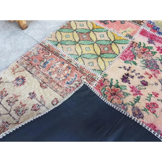 Natural Vintage Oushak Kitchen Rug For Sale - Image 4 of 10