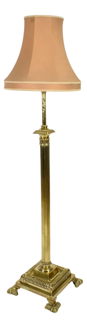 Antique Victorian Brass Corinthian Column Telescopic Standard Lamp, 1890s