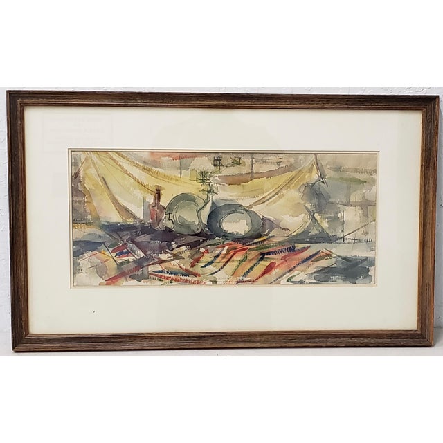 Victor Ing Mid Century Modern Abstract Still Life Watercolor C.1954 For Sale - Image 10 of 10