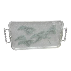 Vintage Etched Glass and Lucite Tray After Dorothy Thorpe