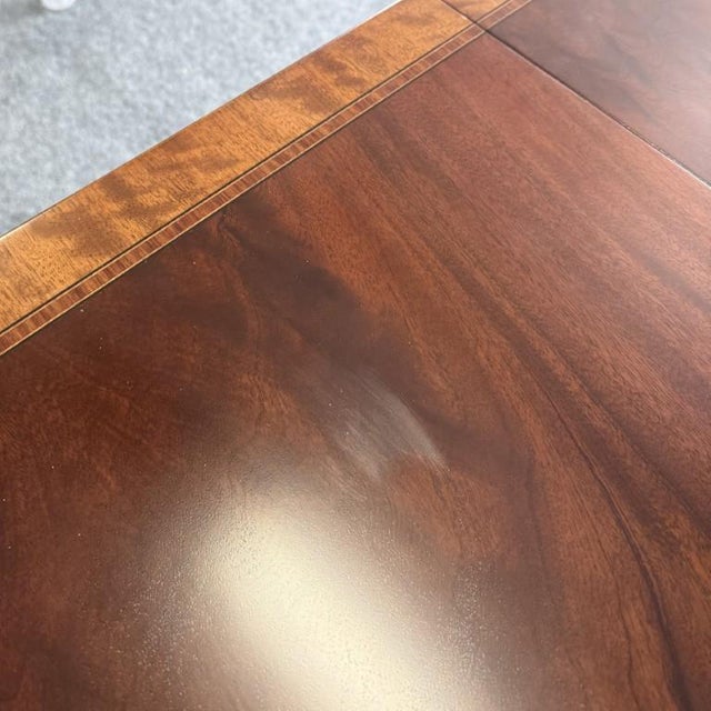 Late 20th Century Incredible Banded Top Flamed Mahogany Dining Table With 2 Leaves For Sale - Image 15 of 15