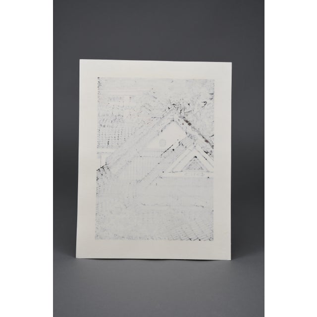 Deep green (深緑) — katsuyuki nishijima, sōsaku-hanga woodblock print, japan, c. 1990s a study in architectural stillness,...