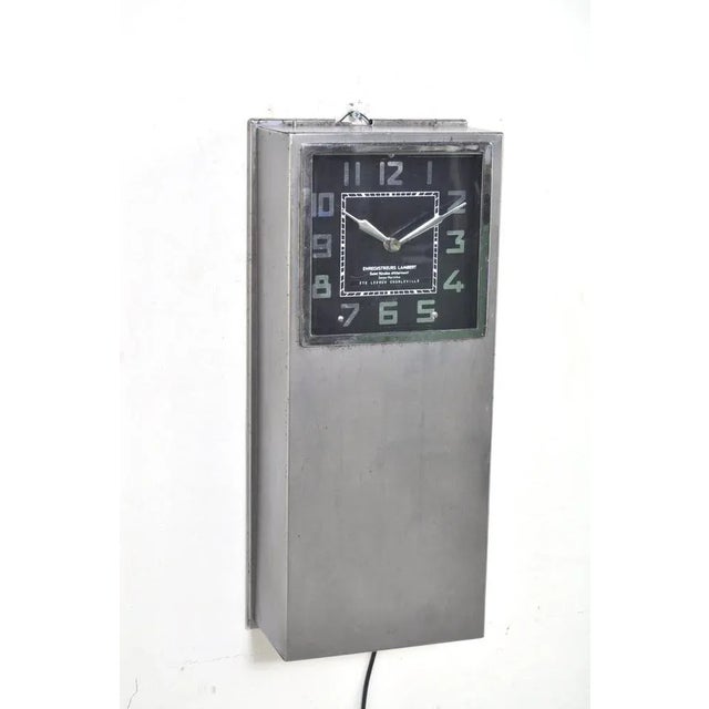 Industrial Vintage Wall Clock from Enregistreurs Lambert, 1950s For Sale - Image 3 of 10