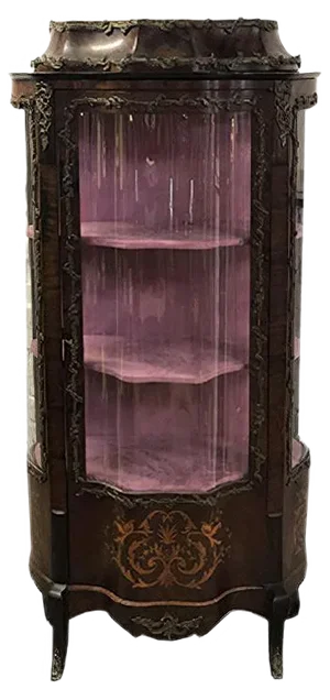 Louis XV Style Marquetry & Bronze Display Cabinet, 1920s