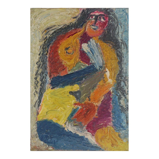 Original Abstract Expressionist Heavy Impasto Oil on Canvas - "Apres Ski" by Harald Dry Schmidt For Sale