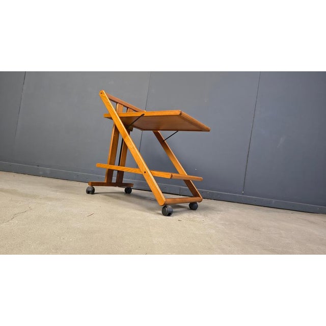 Vintage Italian Foldable Wooden Serving Cart, 1980s For Sale - Image 16 of 18