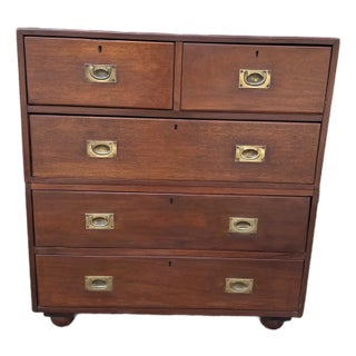 Antique Campaign Style Chest of Drawers For Sale