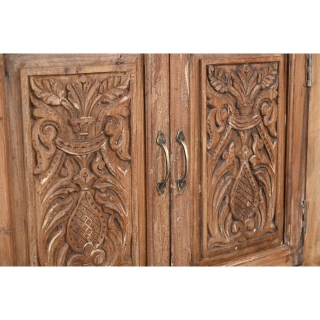 This Cabinet/Buffet constructed from Antique Indian Carved Door Panels and Reclaimed Wood features hand-carved antique...