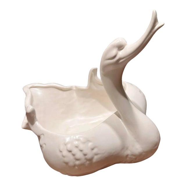 Vintage White Swan Hull Art Pottery 23 Usa Ceramic For Sale