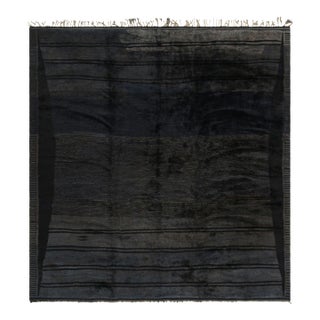 Rug & Kilim’s Moroccan Rug in Grisaille Blue, Gray and Black Stripes For Sale