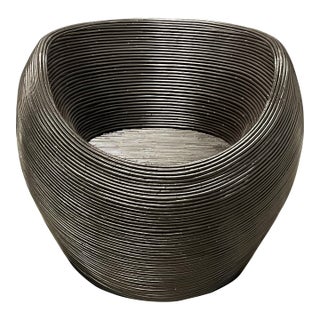 1970s Gabriella Crespi-Style Split Reed Tub Chair - Restored in Java Finish For Sale