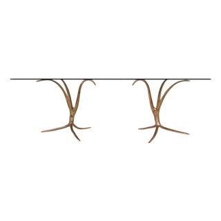 Sculptural Dining Table in Bronze and Glass, Belgium, 1970 For Sale