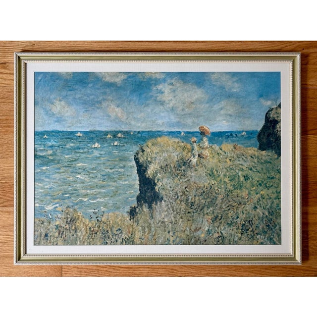 Wood Vintage Claude Monet Seascape Print, Framed and Matted For Sale - Image 7 of 7