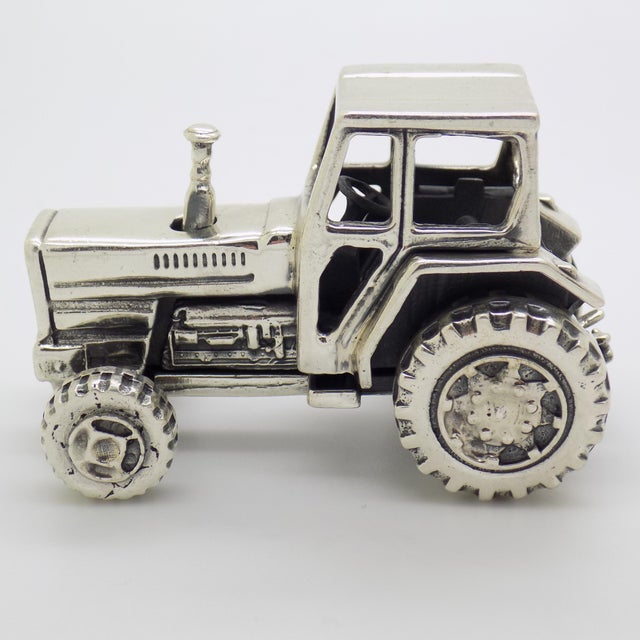 1980s 3oz Vintage Italian Handmade Sterling Silver 925 Tractor Large Detailed Figurine Solid Silver Sculpture For Sale - Image 5 of 11