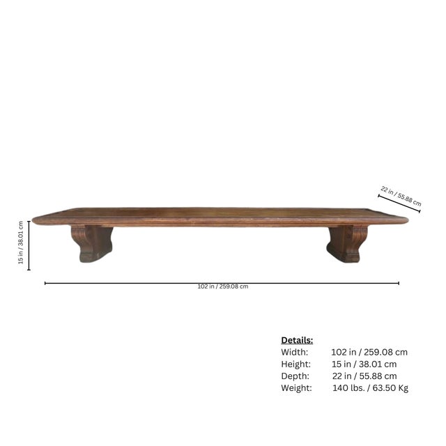 Vintage Wooden Bench For Sale - Image 9 of 9